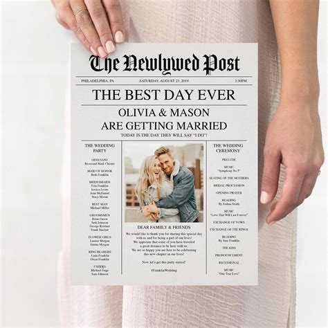 newspaper wedding programs diy printable wedding program
