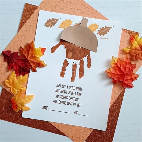 handprint acorn poem fall kid craft idea wfreebie preschool crafts
