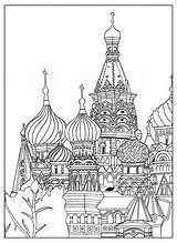 Coloring Building Pages Buildings Adult Basil Cathedral Saint Empire State Red Square Moscow City Architecture Printable Palace Buckingham London Sofian sketch template