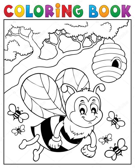 coloring book happy bee theme  stock vector  clairev