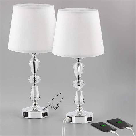 set   crystal table lamp   dimmable touch control lamp  dual usb ports bedside lamp