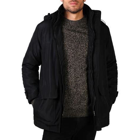 mens detachable hood warm padded parka jacket hooded winter  size