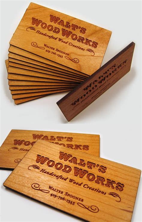 wooden business card lovely  clean  laser etched wooden