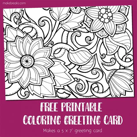 coloring card  greeting card  color flowers  breaks