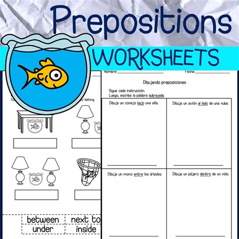 prepositions worksheets   teachers