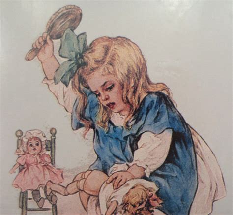 victorian lithograph print picture birthday girl with dolls spanking 5