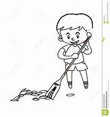 Floor Coloring Sweeping Boy Designlooter Little 81kb 1300px 1218 sketch template