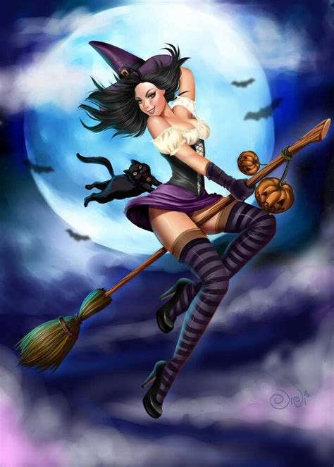 Cute Witch Bruja Dibujo Chica Fantasy Ilustraciones