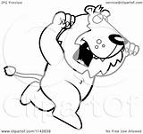 Lion Clipart Attacking Cartoon Outlined Coloring Vector Thoman Cory Royalty sketch template