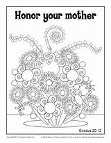 Honor Mother Coloring Activity Description Sunday Children Bible sketch template