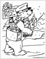 Delivering Postman Letters Bear North Pages Coloring Color Pole sketch template