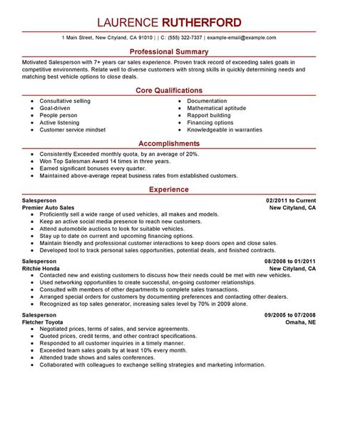 salesperson resume examples automotive resume samples livecareer