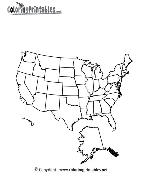 usa map coloring page   travel coloring printable