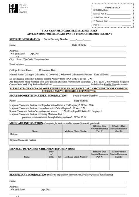 tiaa cref medicare eligible retirees application  medicare part
