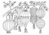 Chinese Lanterns Coloring Lantern Drawings Adult Colouring Pages Japanese Choose Board Kids Tattoo Year sketch template