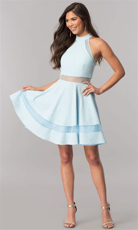 Short Light Blue Homecoming Party Dress Promgirl