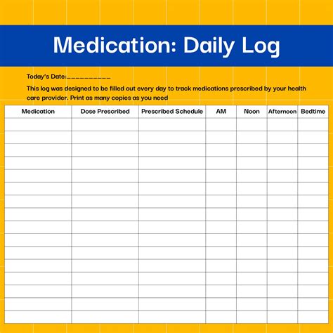 printable daily medication log printableecom