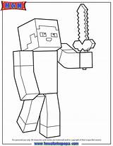 Minecraft Coloring Pages Kids Steve Sword Printable Color Colouring Boys Person Holding Mode Story Sheets Kleurplaat Simple Diamond Template Characters sketch template