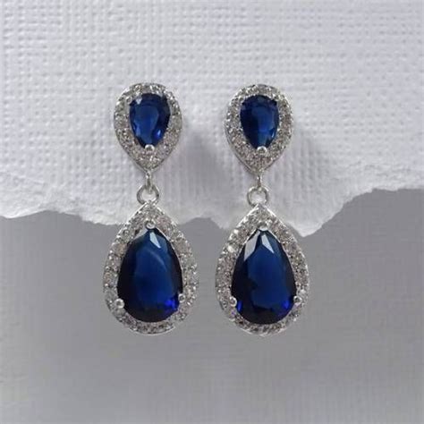 buy  dark blue earrings  blue dangle crystal dark blue earrings bridesmaid