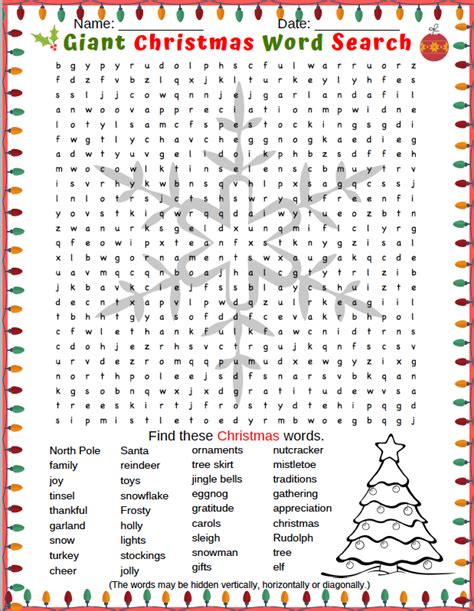 holiday printable word searches