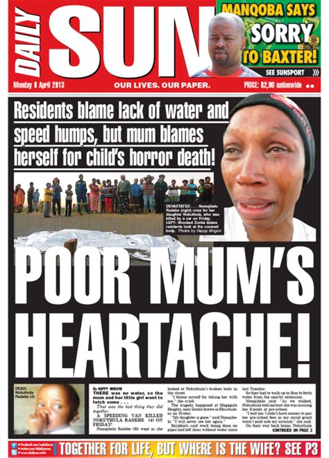 poor mums heartache daily sun news analysis politicsweb