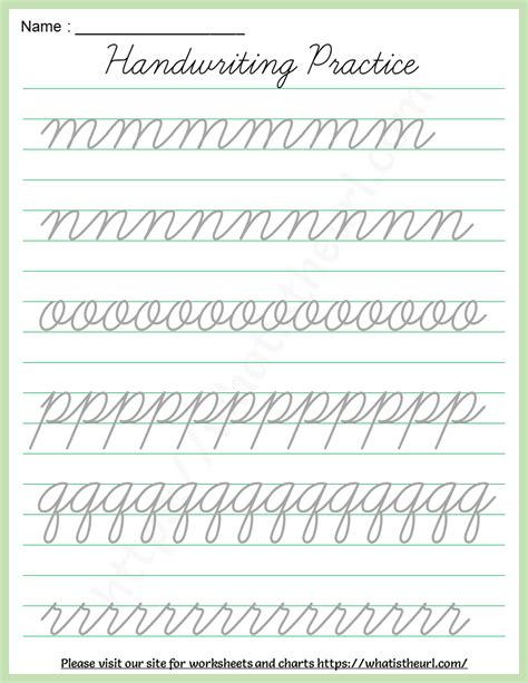cursive handwriting practice worksheet alphabets    home teacher