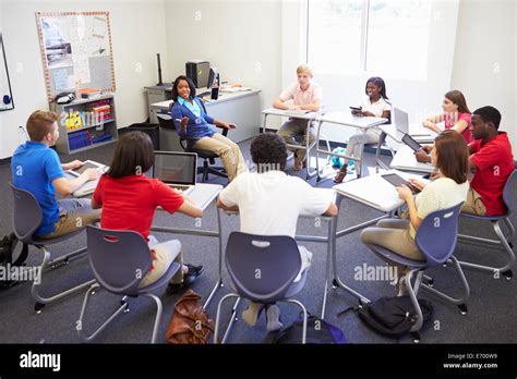 high school students  part  group discussion stock photo alamy