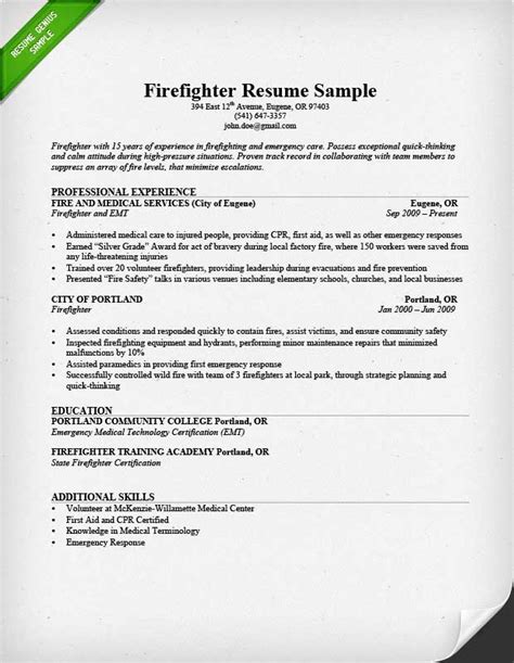 firefighter resume sample writing guide resume genius