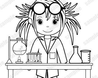 mad scientist science coloring page birthday party favor etsy