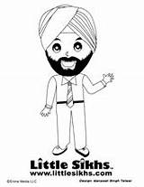 Little Pages Coloring Singh Mr Sikhs Sikh sketch template