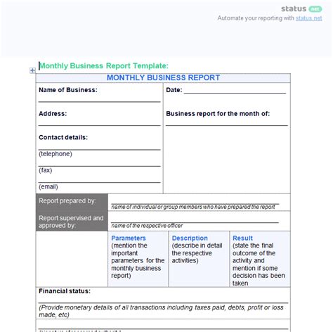 outstanding business progress report  template