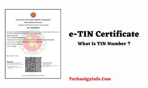 tin certificate   tin number  bangladesh technolgyinfocom