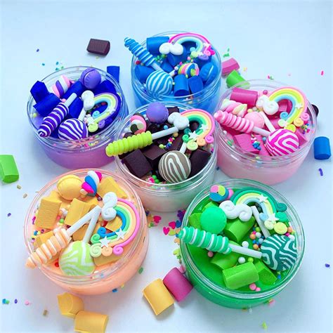 leadingstar kids diy rainbow lollipop slime stress reliver toy macaron