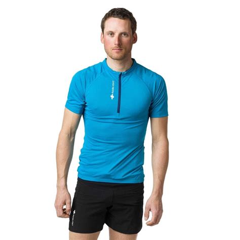 responsiv mens short sleeved breathable  zip running  shirt blue clothing  northern