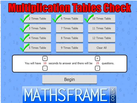 mathsframe multiplication check