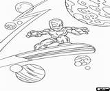 Coloring Pages Silver Surfer Space Surfboard Travelling Oncoloring Through His Squad sketch template