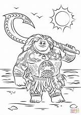 Moana Coloring Tui Chief Kids Pages Sun Sea Print Background Color sketch template
