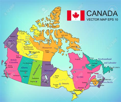 carte du canada avec les provinces tous les territoires sont
