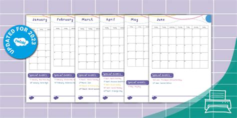 calendar  special  twinkl busy bees