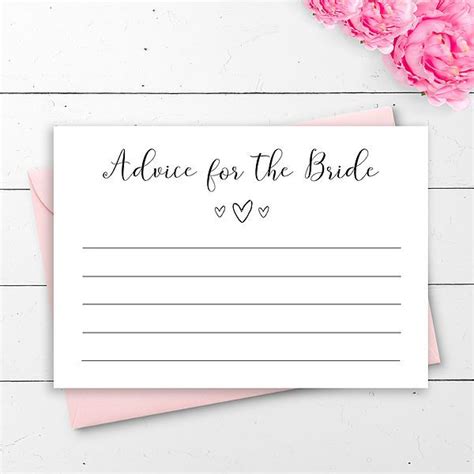 printable bride advice cards  pixieandpaperco
