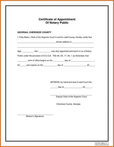 notary document sample template business