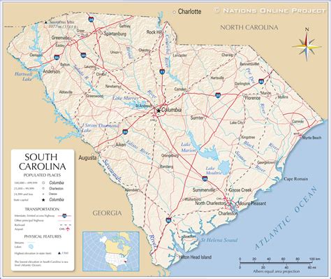 reference maps  south carolina usa nations  project