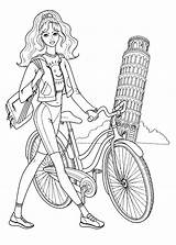 Coloring Pages Girls Printable Fashion Barbie Library Clipart Bike sketch template