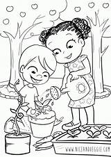 Coloring Kids Garden Pages Vegetable Popular sketch template