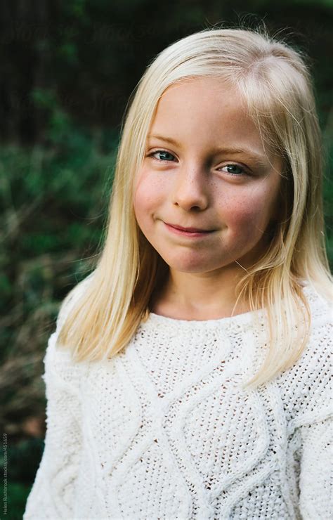 Portrait Of A Little Blonde Haired Girl By Stocksy Contributor