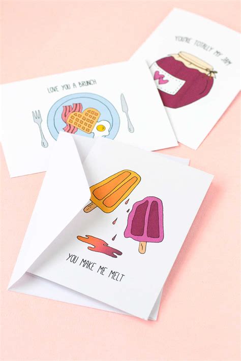 printable food pun valentines day cards