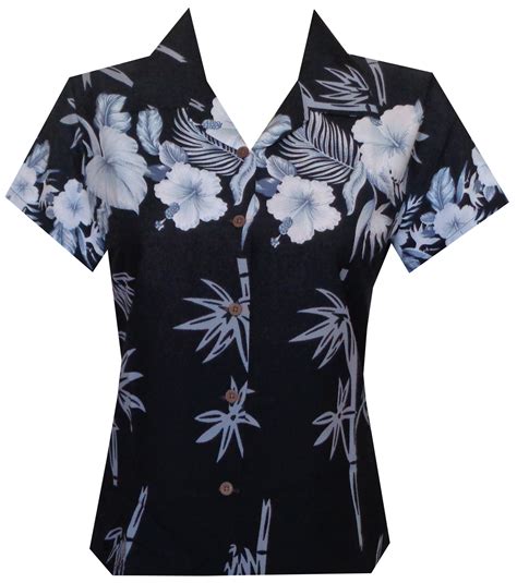 hawaiian shirt women bamboo tree print aloha beach top blouse ebay