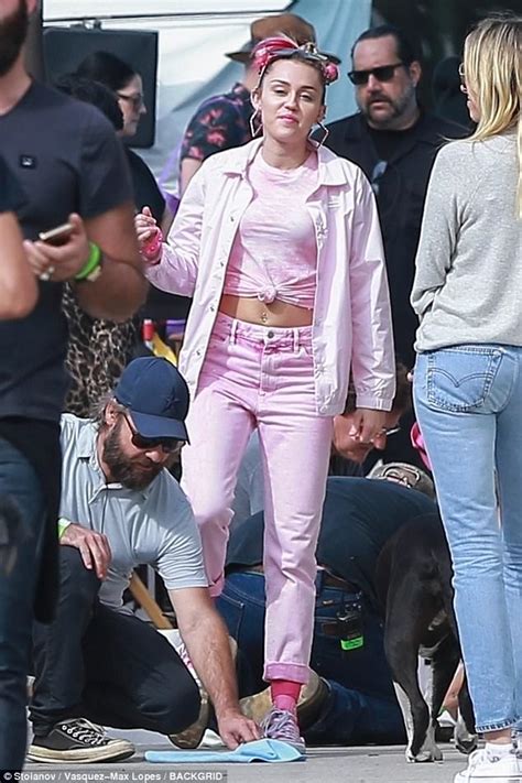 Miley Cyrus Rocks Three Outfits While Filming Commercial Daily Mail
