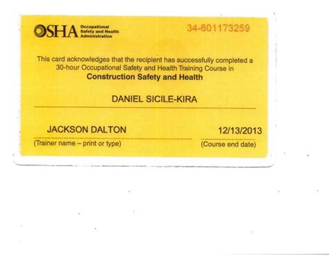 osha  certificate