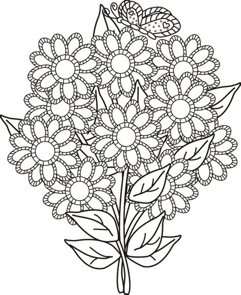 bunch  flowers coloring pages clip art library